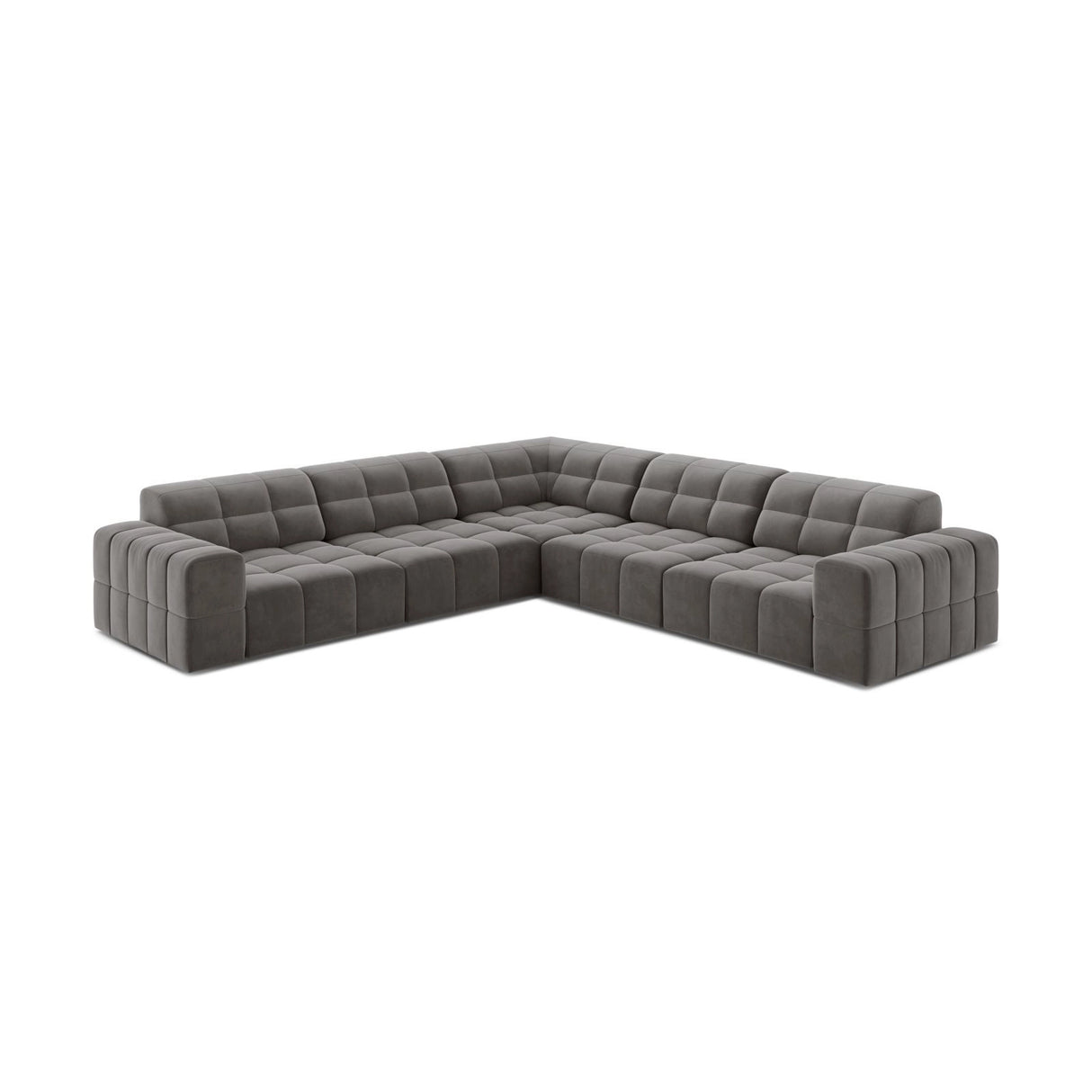 Jennifer 7-Sitzer Ecksofa, Symmetrisch, aus Samt in Hellgrau (Bluvel 13), 285x285 cm von Micadoni – Bild 3