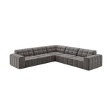 Jennifer 7-Sitzer Ecksofa, Symmetrisch, aus Samt in Hellgrau (Bluvel 13), 285x285 cm von Micadoni – Bild 3