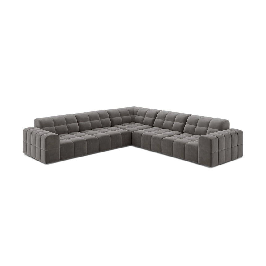 Jennifer 7-Sitzer Ecksofa, Symmetrisch, aus Samt in Hellgrau (Bluvel 13), 285x285 cm von Micadoni – Bild 3