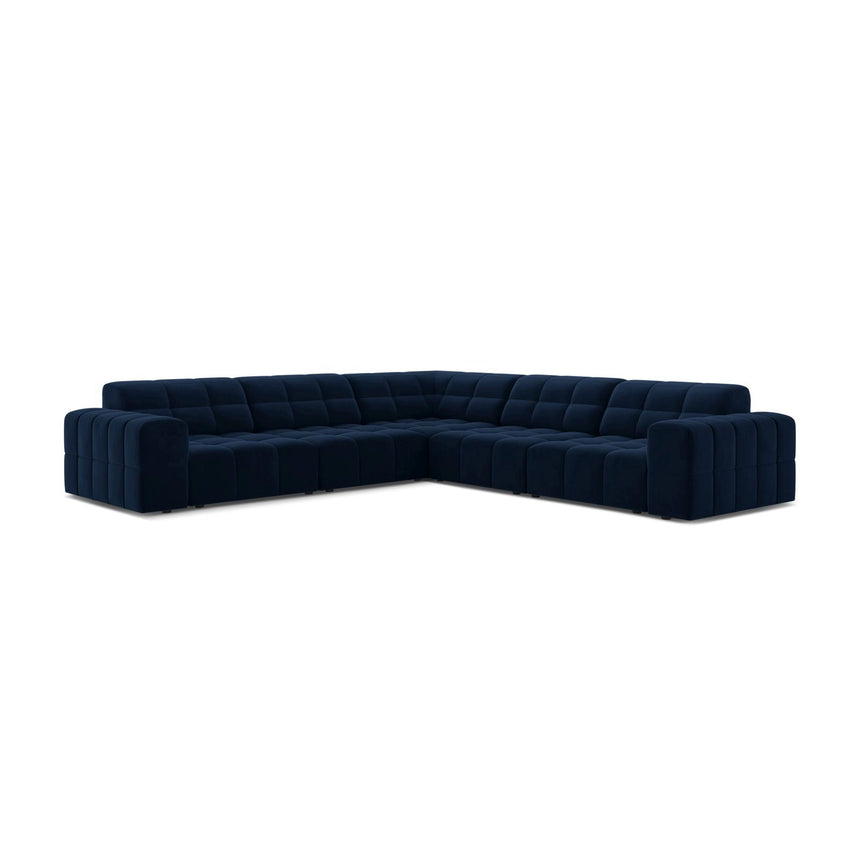 Jennifer 7-Sitzer Ecksofa, Symmetrisch, aus Samt in Königsblau (Bluvel 86), 285x285 cm von Micadoni – Bild 1