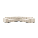 Jennifer 7-Sitzer Ecksofa, Symmetrisch, aus Samt in Leichtes Beige (Bluvel 22), 285x285 cm von Micadoni – Bild 1