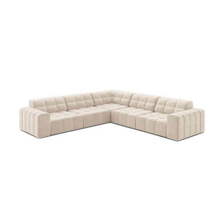 Jennifer 7-Sitzer Ecksofa, Symmetrisch, aus Samt in Leichtes Beige (Bluvel 22), 285x285 cm von Micadoni – Bild 3