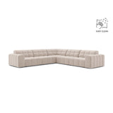 Jennifer 7-Sitzer Ecksofa, Symmetrisch, aus Samt in Leichtes Beige (Venus 2927), 285x285 cm von Micadoni – Bild 1