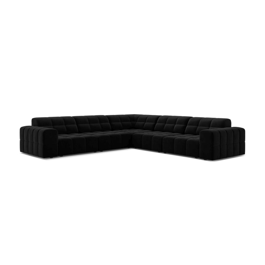 Jennifer 7-Sitzer Ecksofa, Symmetrisch, aus Samt in Schwarz (Bluvel 19), 285x285 cm von Micadoni – Bild 1