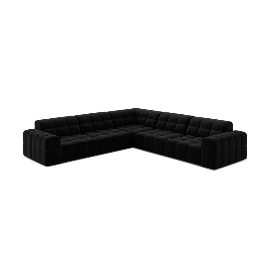 Jennifer 7-Sitzer Ecksofa, Symmetrisch, aus Samt in Schwarz (Bluvel 19), 285x285 cm von Micadoni – Bild 3