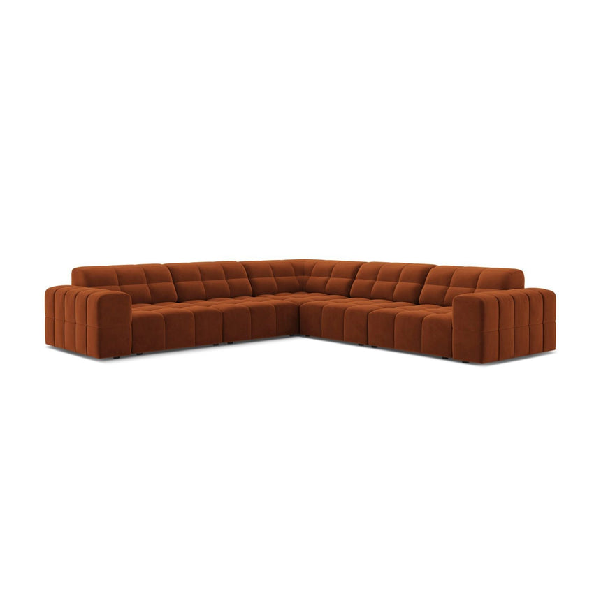 Jennifer 7-Sitzer Ecksofa, Symmetrisch, aus Samt in Terrakotta (Bluvel 4215), 285x285 cm von Micadoni – Bild 1