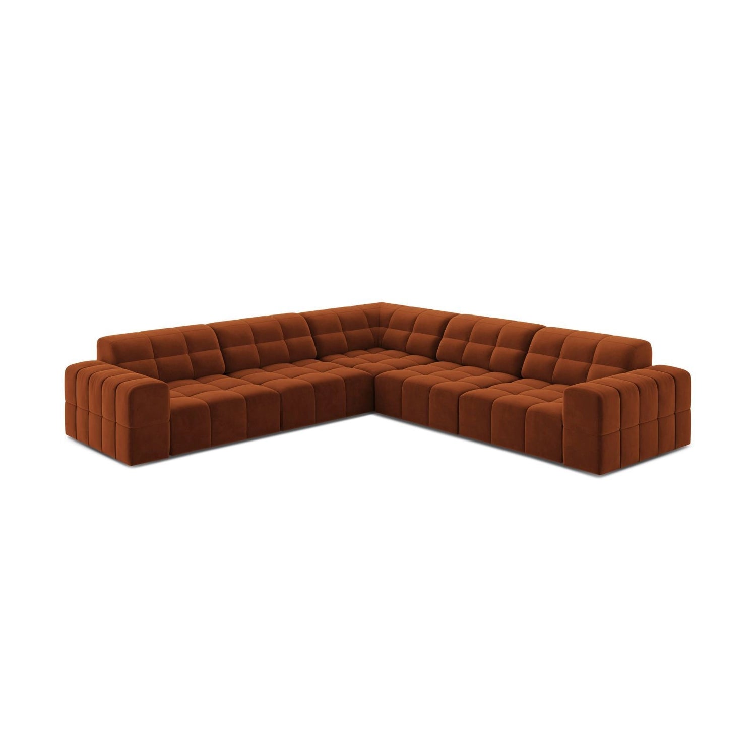 Jennifer 7-Sitzer Ecksofa, Symmetrisch, aus Samt in Terrakotta (Bluvel 4215), 285x285 cm von Micadoni – Bild 3