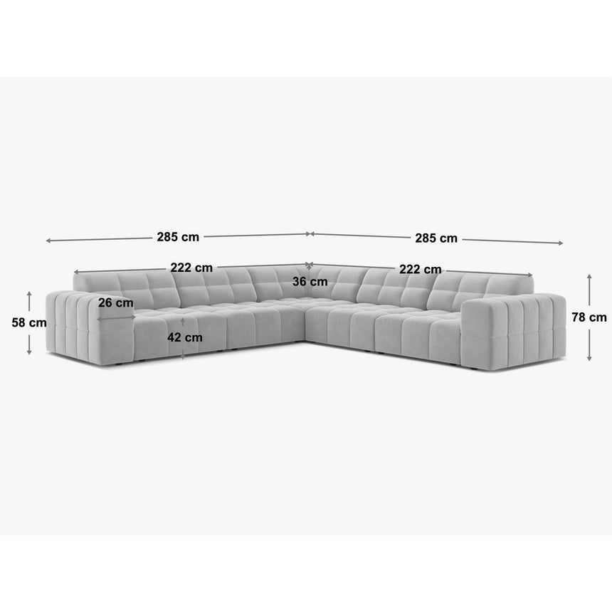 Jennifer 7-Sitzer Ecksofa, Symmetrisch, aus Samt oder Chenille, 285x285 cm von Micadoni – Bild 2