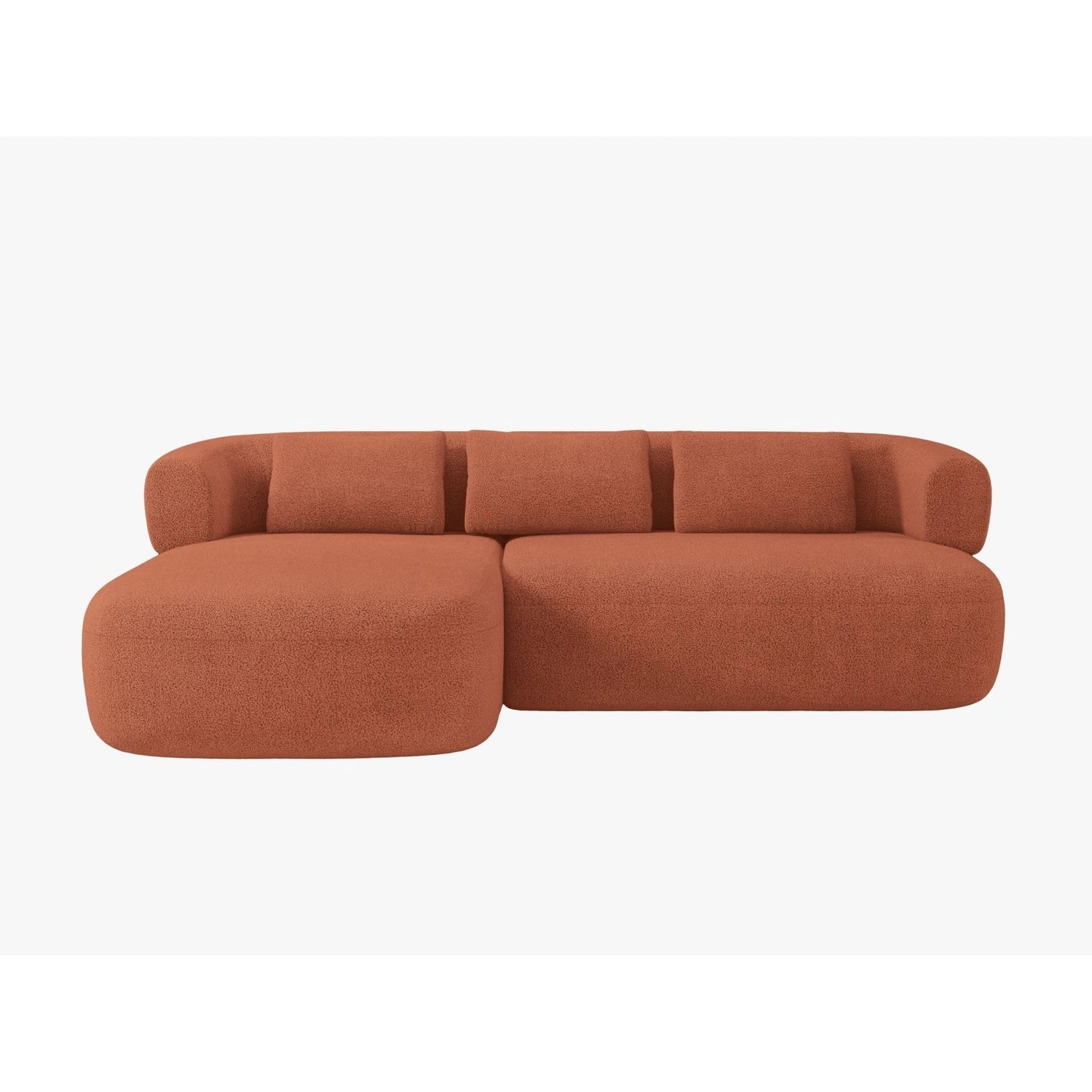 Jenny 5-Sitzer Ecksofa, Linke Seite, aus Boucle in Brick (Now or Never 54), 225x145 cm von Micadoni – Bild 1