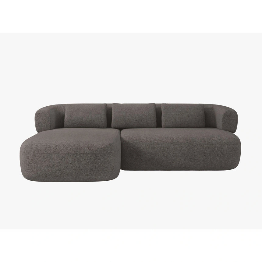 Jenny 5-Sitzer Ecksofa, Linke Seite, aus Boucle in Grau (Now or Never 92), 225x145 cm von Micadoni – Bild 1