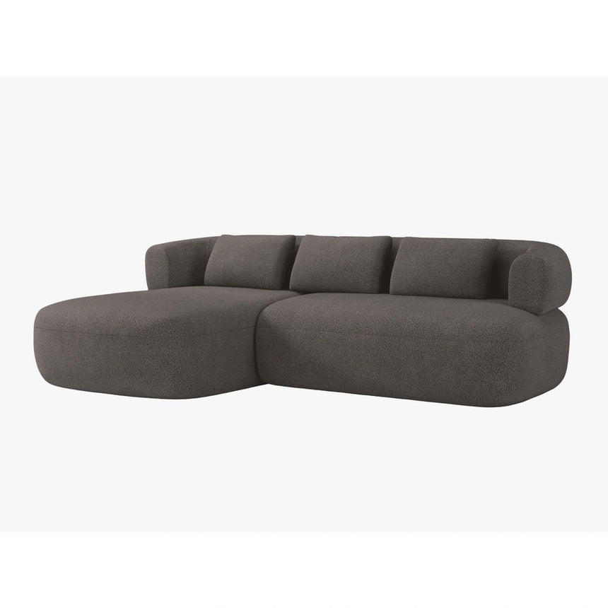 Jenny 5-Sitzer Ecksofa, Linke Seite, aus Boucle in Grau (Now or Never 92), 225x145 cm von Micadoni – Bild 2