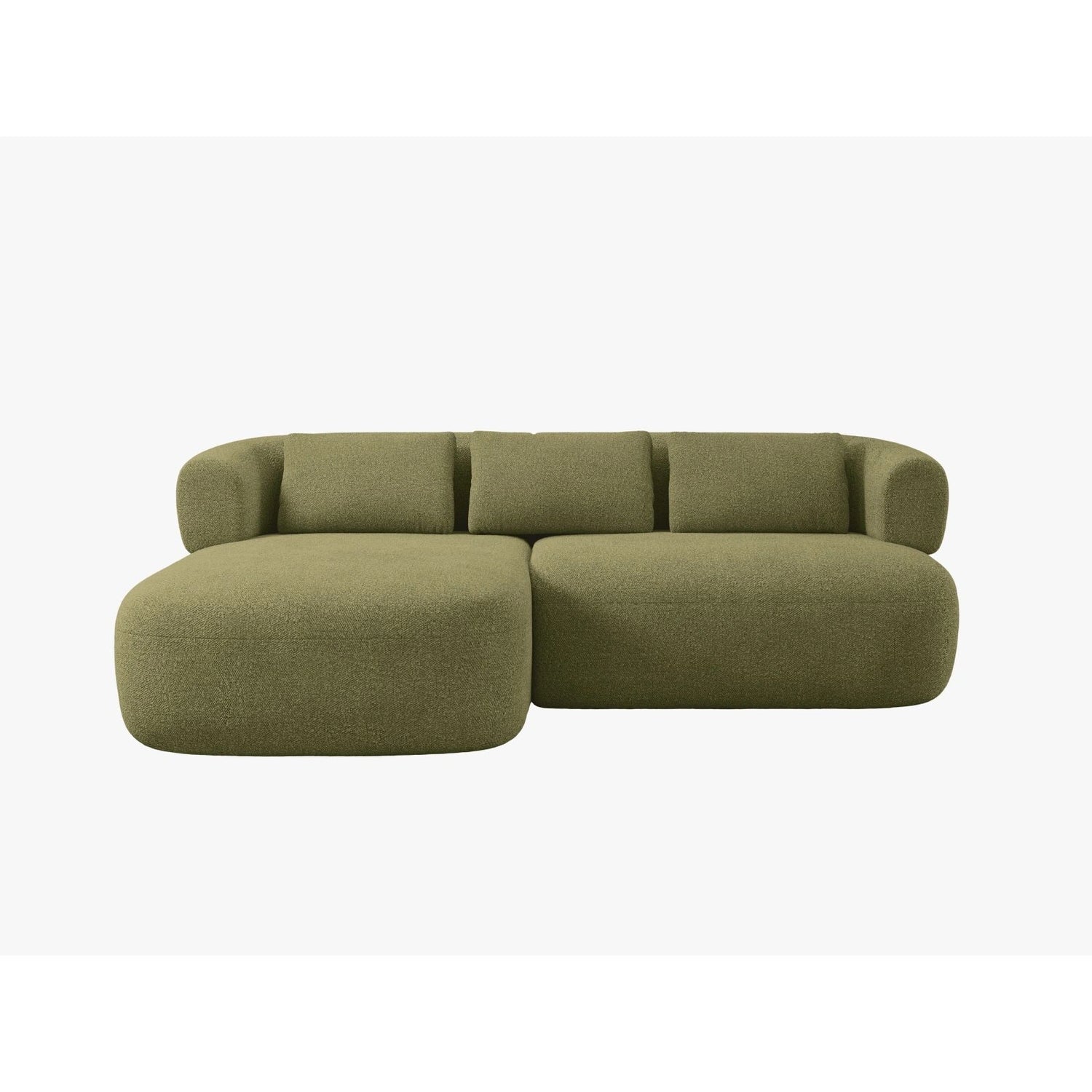Jenny 5-Sitzer Ecksofa, Linke Seite, aus Boucle in Grün (Now or Never 38), 200x145 cm von Micadoni – Bild 1