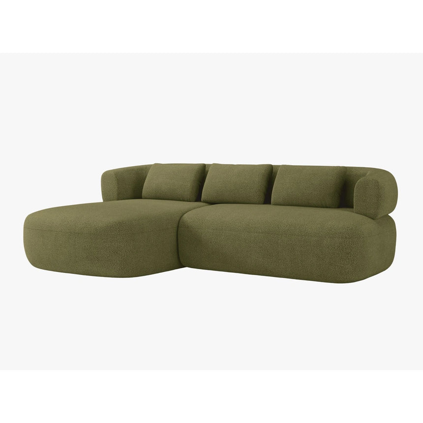 Jenny 5-Sitzer Ecksofa, Linke Seite, aus Boucle in Grün (Now or Never 38), 225x145 cm von Micadoni – Bild 2