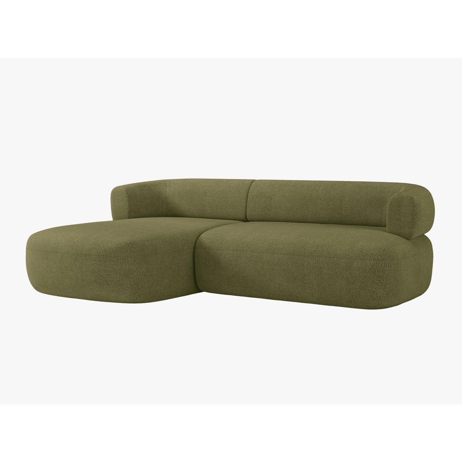 Jenny 5-Sitzer Ecksofa, Linke Seite, aus Boucle in Grün (Now or Never 38), 225x145 cm von Micadoni – Bild 3