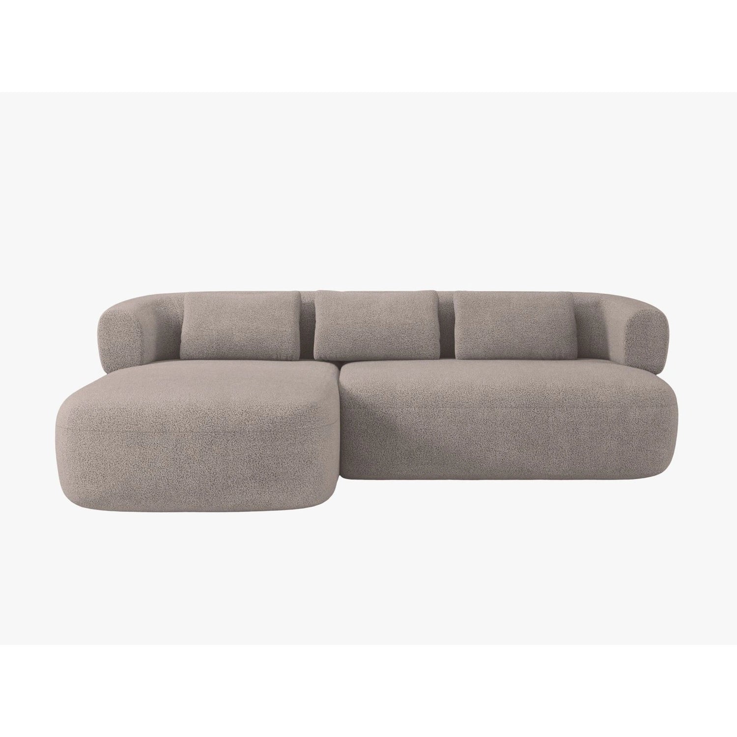 Jenny 5-Sitzer Ecksofa, Linke Seite, aus Boucle in Hellbraun (Now or Never 16), 225x145 cm von Micadoni – Bild 1