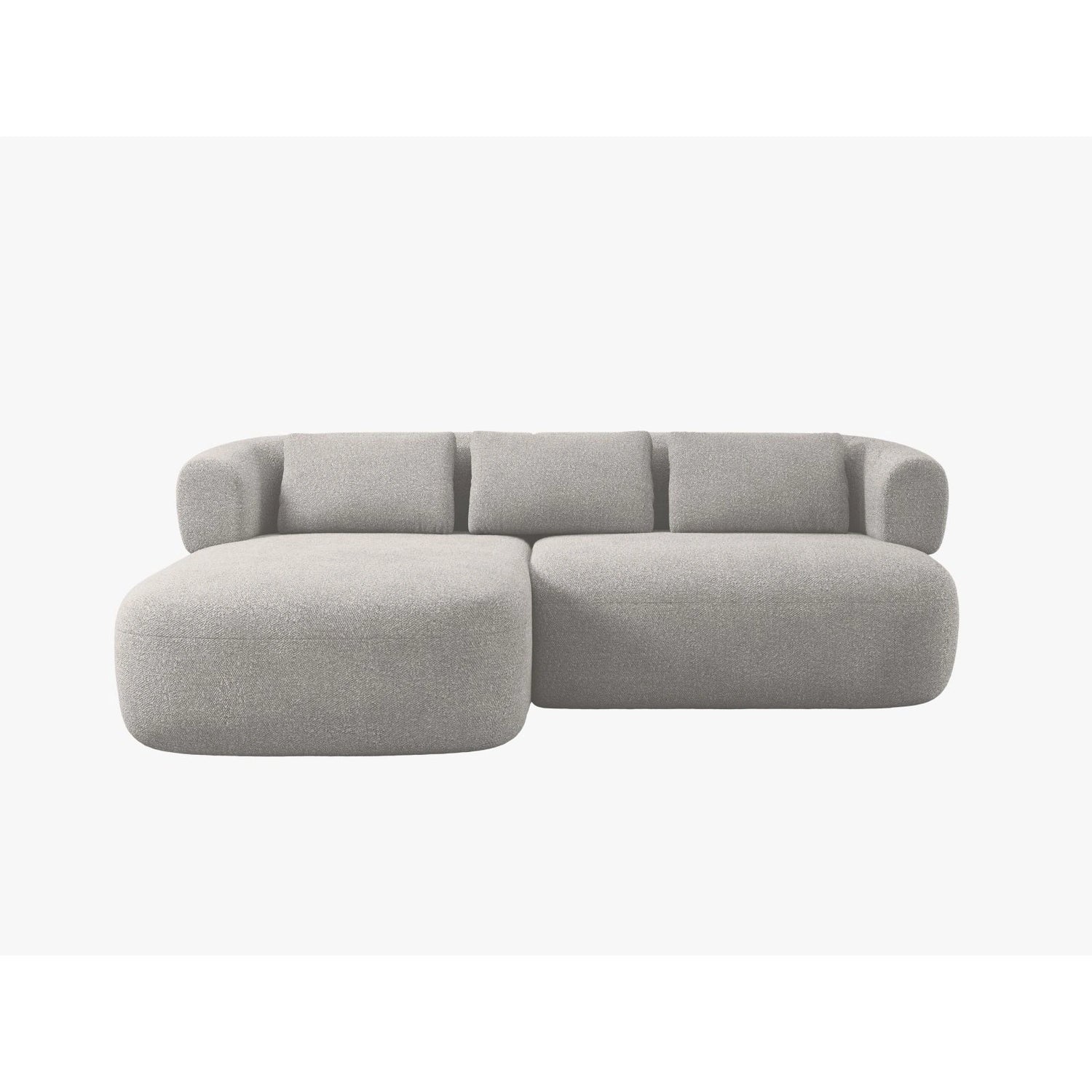 Jenny 5-Sitzer Ecksofa, Linke Seite, aus Boucle in Hellgrau (Now or Never 83), 200x145 cm von Micadoni – Bild 1