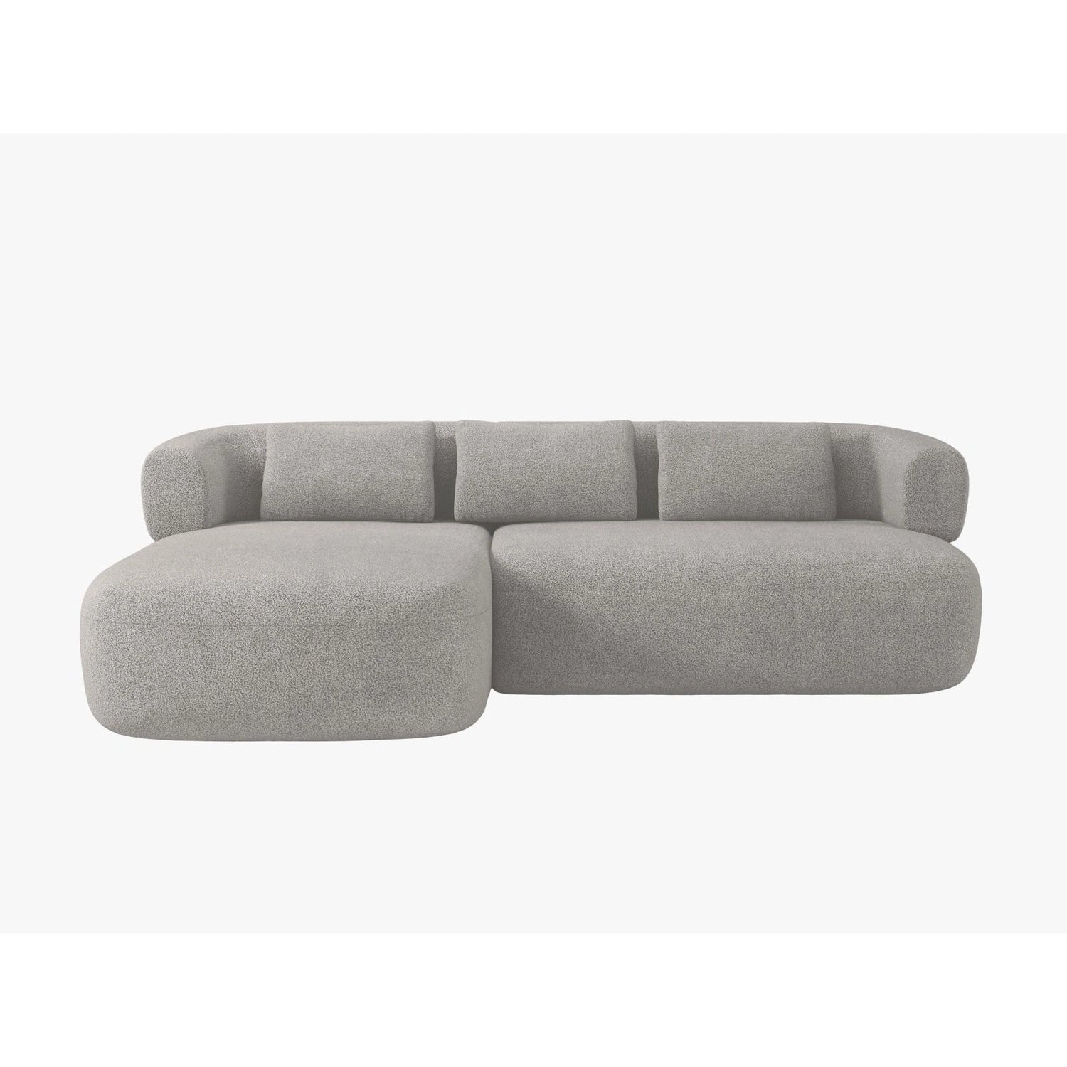 Jenny 5-Sitzer Ecksofa, Linke Seite, aus Boucle in Hellgrau (Now or Never 83), 225x145 cm von Micadoni – Bild 1