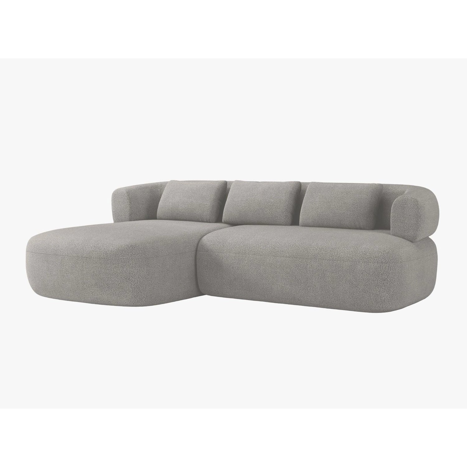 Jenny 5-Sitzer Ecksofa, Linke Seite, aus Boucle in Hellgrau (Now or Never 83), 225x145 cm von Micadoni – Bild 2
