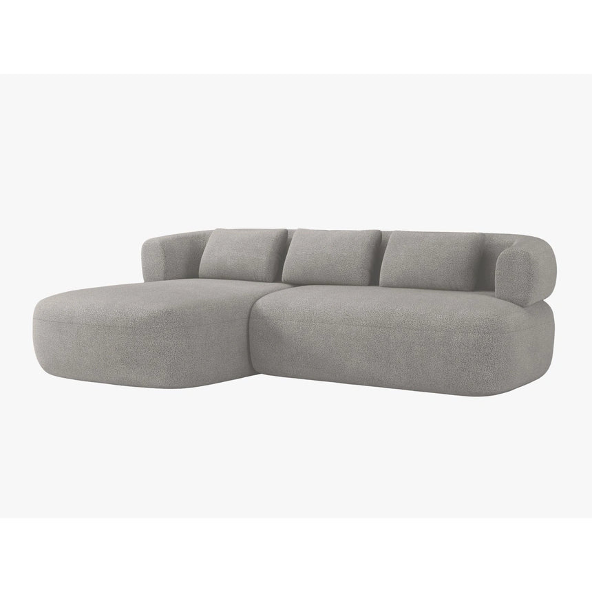 Jenny 5-Sitzer Ecksofa, Linke Seite, aus Boucle in Hellgrau (Now or Never 83), 225x145 cm von Micadoni – Bild 2