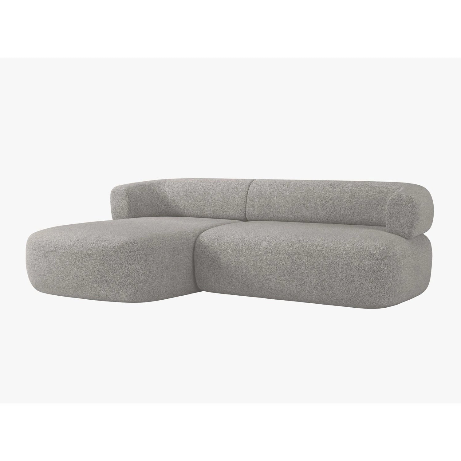 Jenny 5-Sitzer Ecksofa, Linke Seite, aus Boucle in Hellgrau (Now or Never 83), 225x145 cm von Micadoni – Bild 3