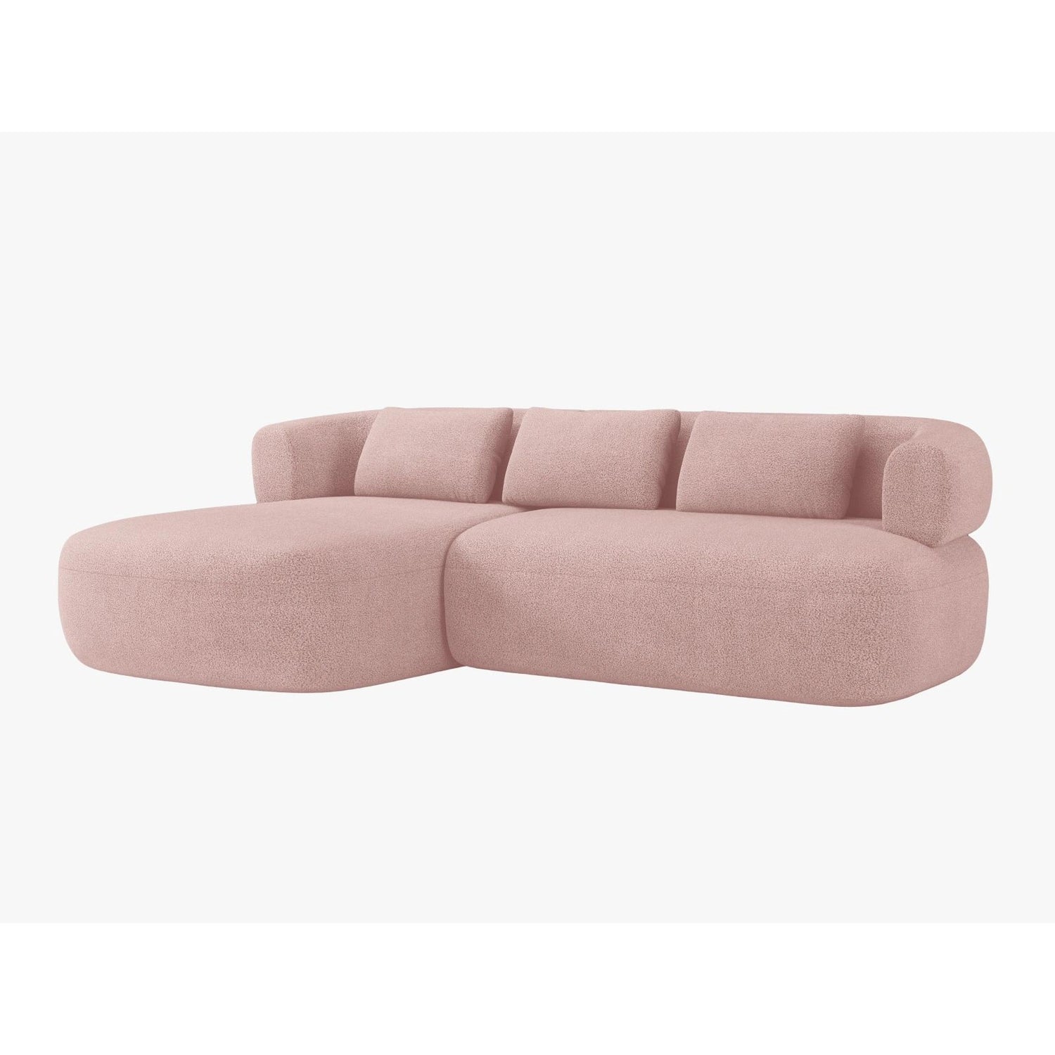 Jenny 5-Sitzer Ecksofa, Linke Seite, aus Boucle in Puderrosa (Now or Never 61), 225x145 cm von Micadoni – Bild 2