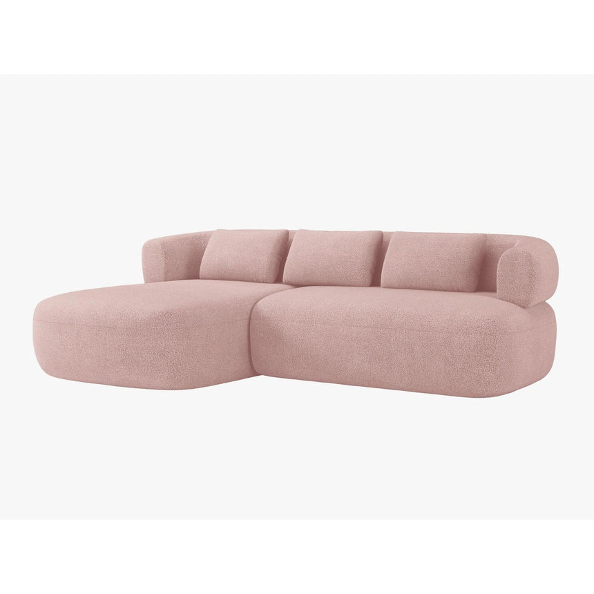 Jenny 5-Sitzer Ecksofa, Linke Seite, aus Boucle in Puderrosa (Now or Never 61), 225x145 cm von Micadoni – Bild 2