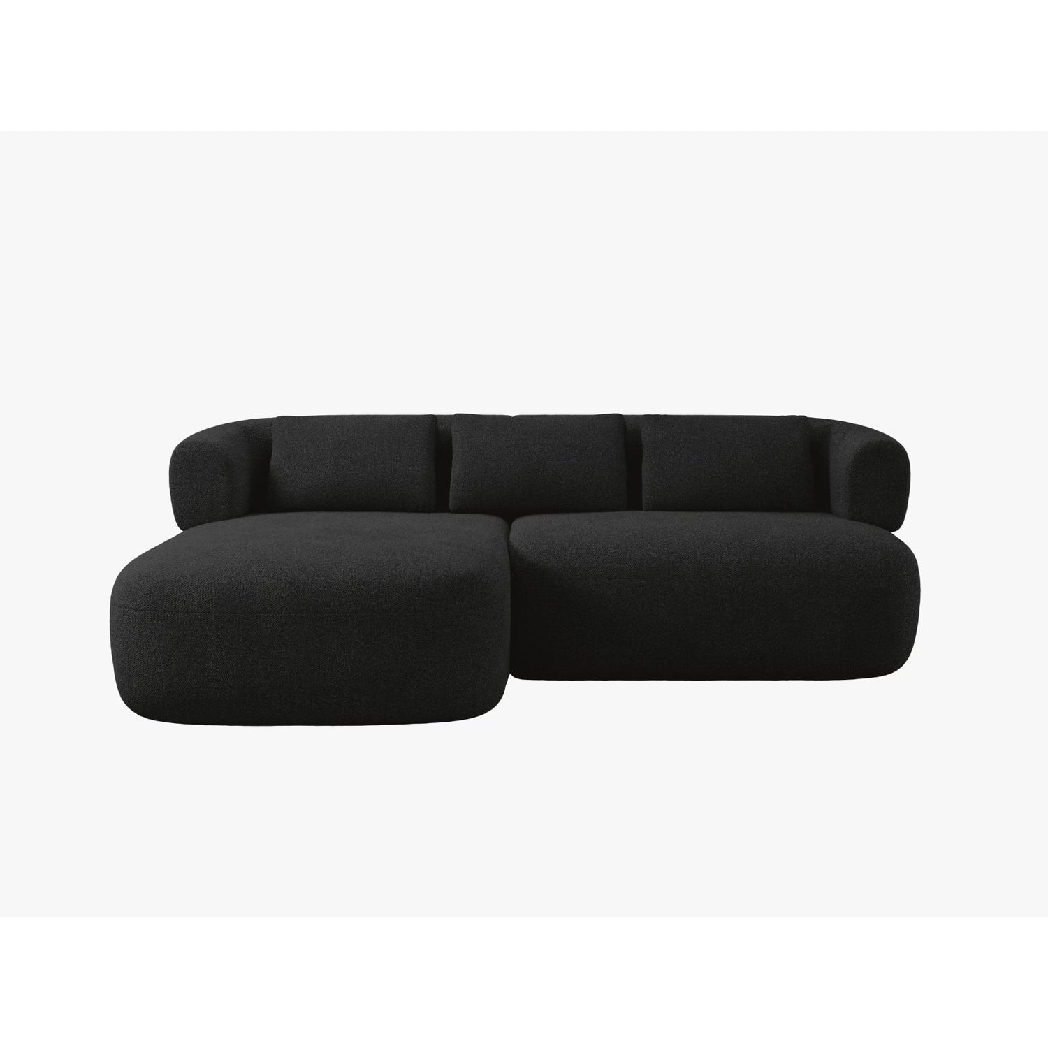 Jenny 5-Sitzer Ecksofa, Linke Seite, aus Boucle in Schwarz (Now or Never 100), 200x145 cm von Micadoni – Bild 1