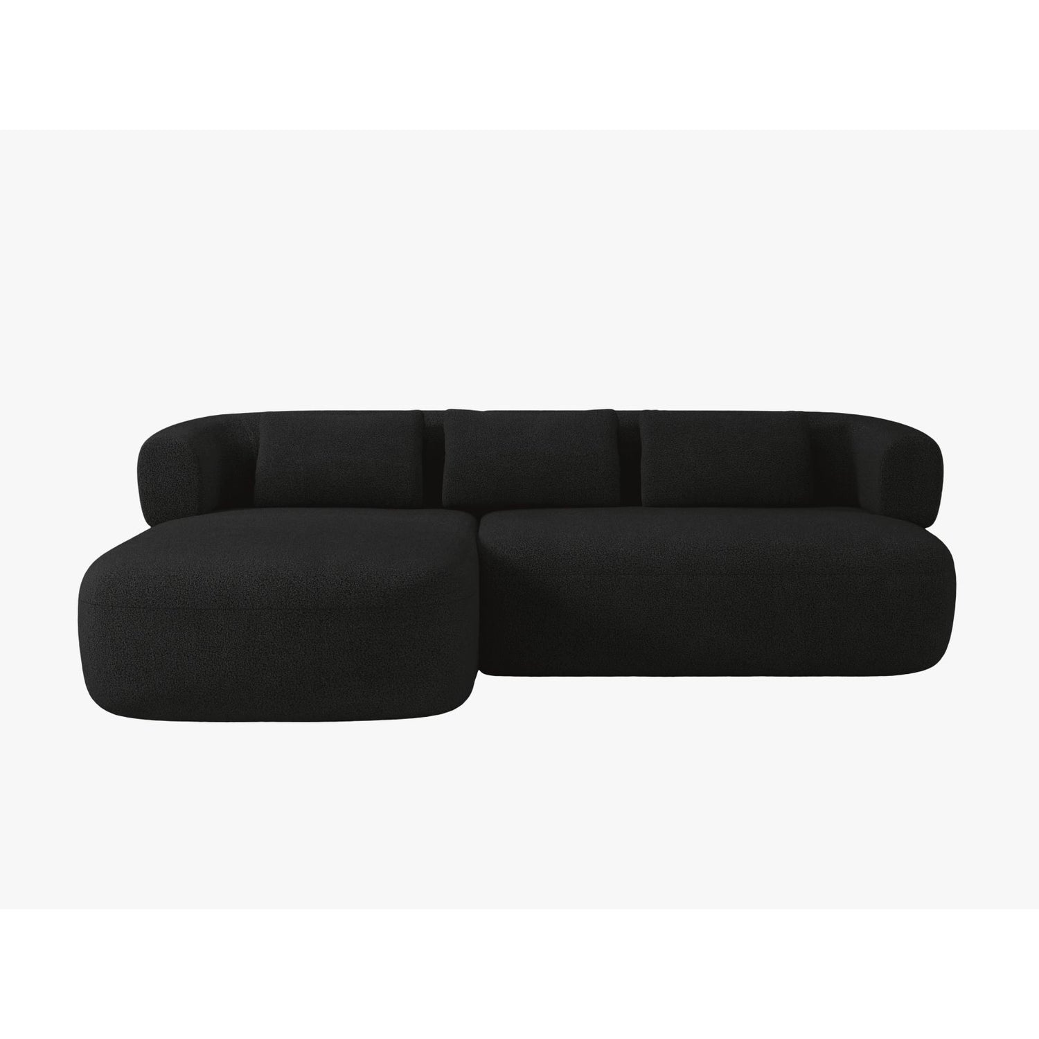 Jenny 5-Sitzer Ecksofa, Linke Seite, aus Boucle in Schwarz (Now or Never 100), 225x145 cm von Micadoni – Bild 1