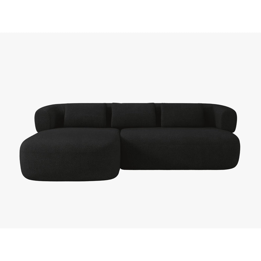 Jenny 5-Sitzer Ecksofa, Linke Seite, aus Boucle in Schwarz (Now or Never 100), 225x145 cm von Micadoni – Bild 1
