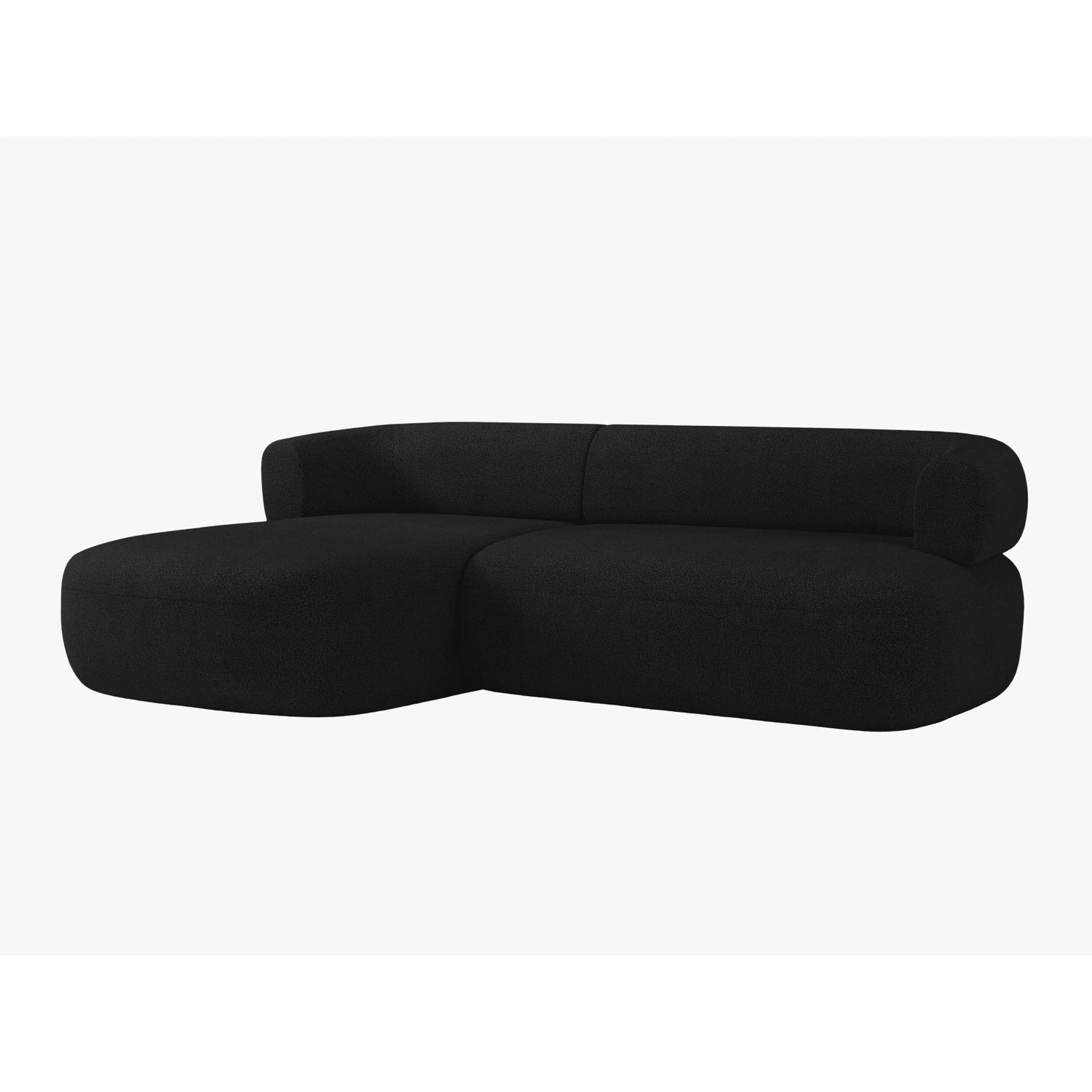 Jenny 5-Sitzer Ecksofa, Linke Seite, aus Boucle in Schwarz (Now or Never 100), 225x145 cm von Micadoni – Bild 3