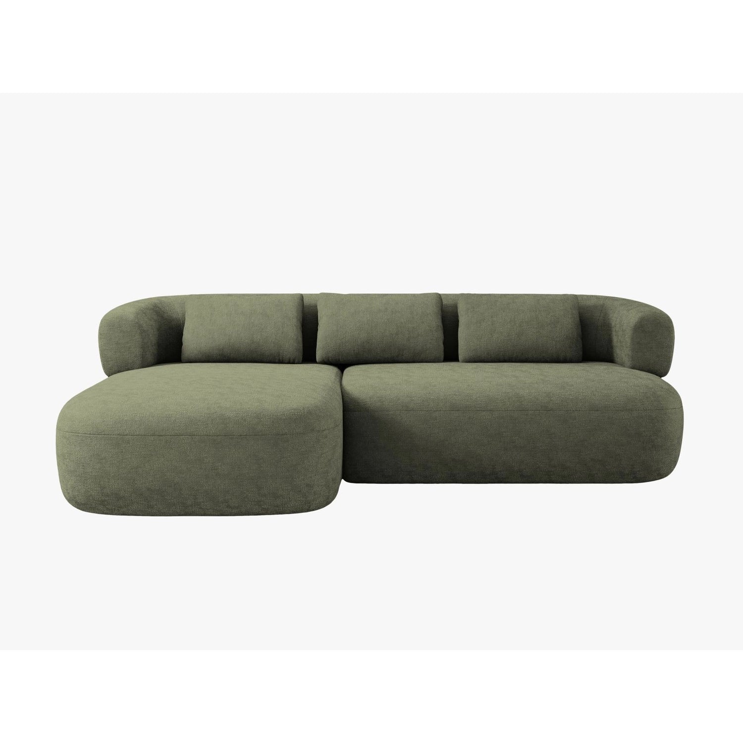 Jenny 5-Sitzer Ecksofa, Linke Seite, aus Chenille in Grün (Perfect Harmony 39), 225x145 cm von Micadoni – Bild 1