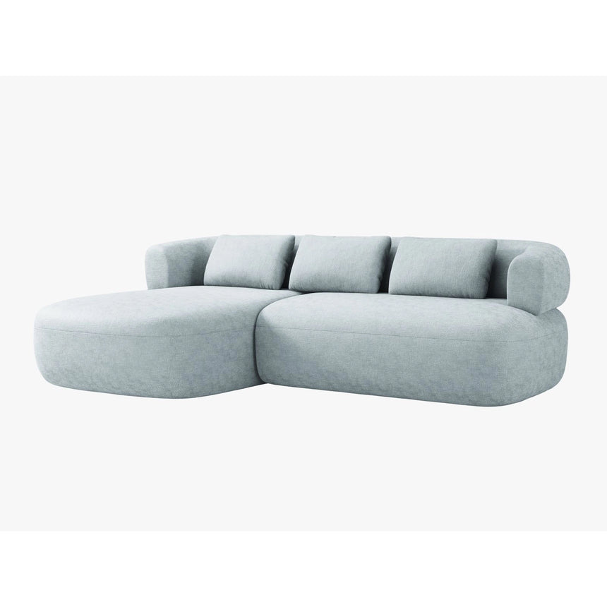 Jenny 5-Sitzer Ecksofa, Linke Seite, aus Chenille in Hellblau (Perfect Harmony 72), 225x145 cm von Micadoni – Bild 2