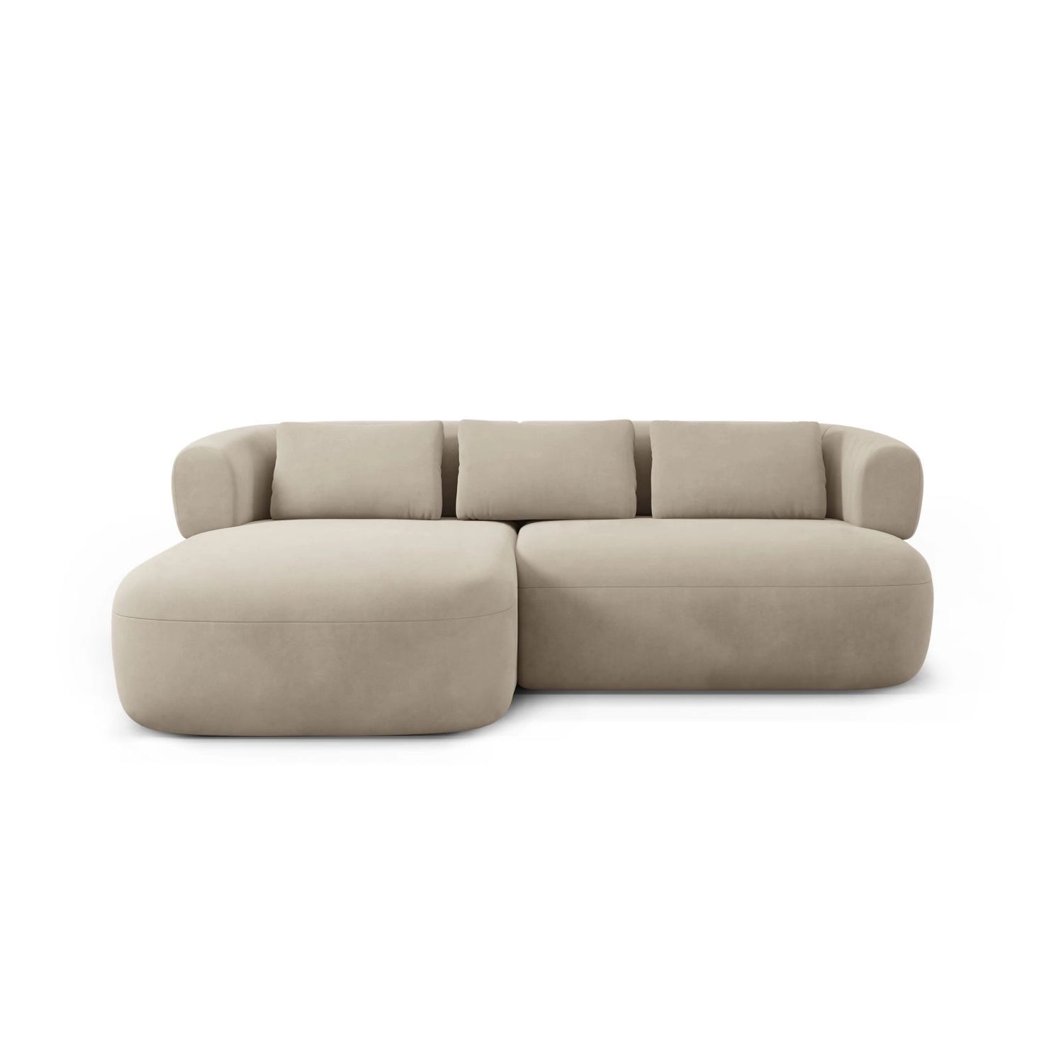 Jenny 5-Sitzer Ecksofa, Linke Seite, aus Samt in Beige (Salvador 1), 200x145 cm von Micadoni – Bild 1