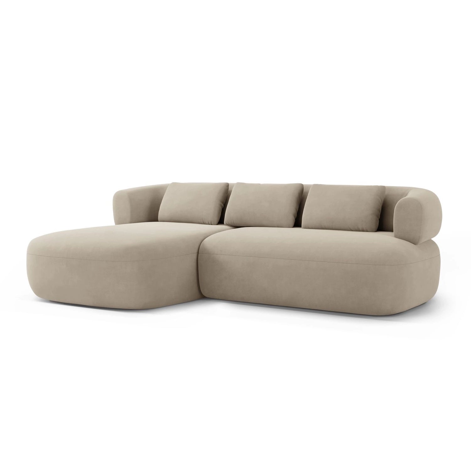 Jenny 5-Sitzer Ecksofa, Linke Seite, aus Samt in Beige (Salvador 1), 225x145 cm von Micadoni – Bild 2