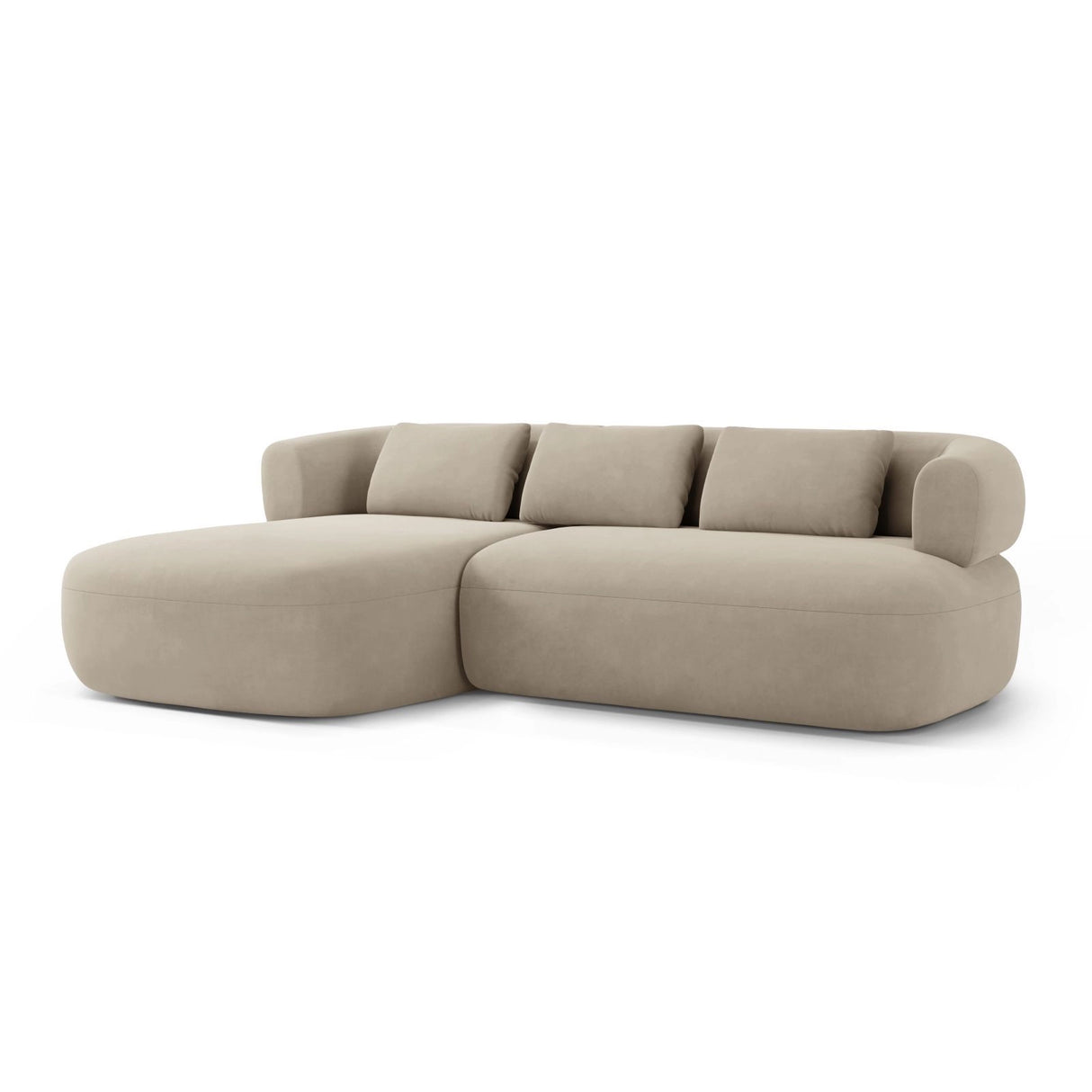 Jenny 5-Sitzer Ecksofa, Linke Seite, aus Samt in Beige (Salvador 1), 225x145 cm von Micadoni – Bild 2