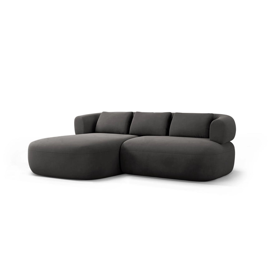 Jenny 5-Sitzer Ecksofa, Linke Seite, aus Samt in Dunkelgrau (Salvador 18), 200x145 cm von Micadoni – Bild 2