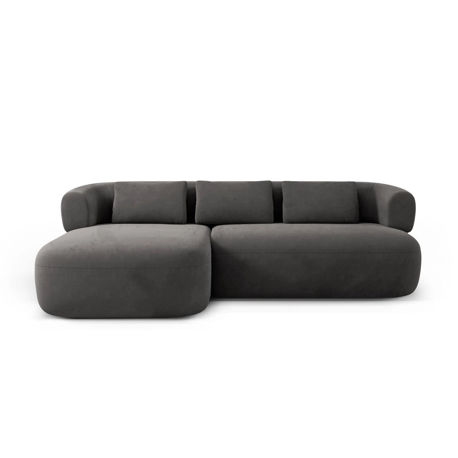 Jenny 5-Sitzer Ecksofa, Linke Seite, aus Samt in Dunkelgrau (Salvador 18), 225x145 cm von Micadoni – Bild 1