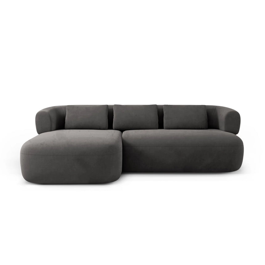 Jenny 5-Sitzer Ecksofa, Linke Seite, aus Samt in Dunkelgrau (Salvador 18), 225x145 cm von Micadoni – Bild 1