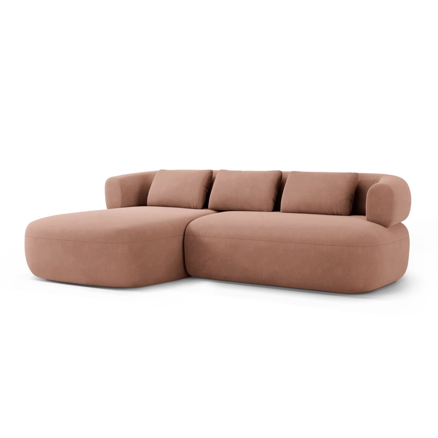 Jenny 5-Sitzer Ecksofa, Linke Seite, aus Samt in Rosa (Salvador 11), 225x145 cm von Micadoni – Bild 2