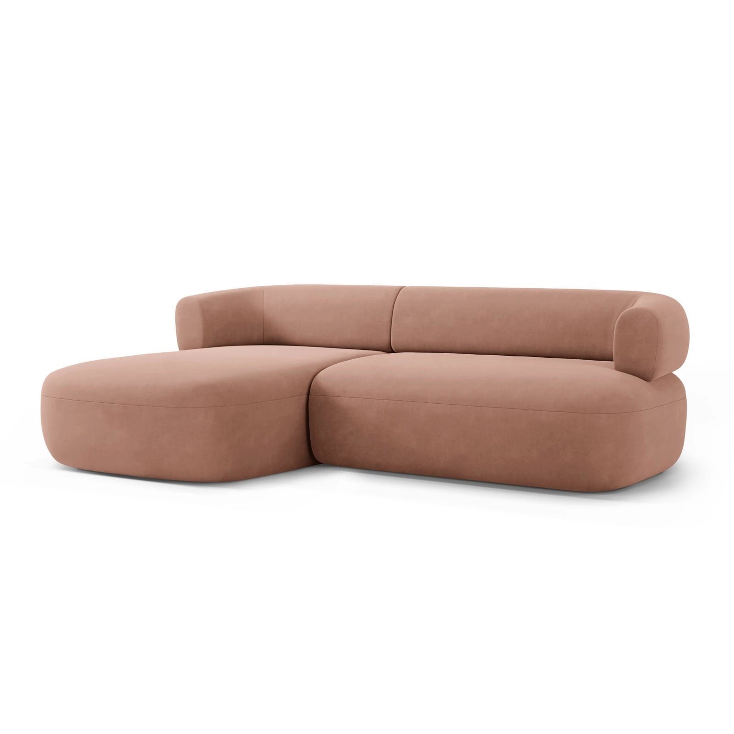 Jenny 5-Sitzer Ecksofa, Linke Seite, aus Samt in Rosa (Salvador 11), 225x145 cm von Micadoni – Bild 3