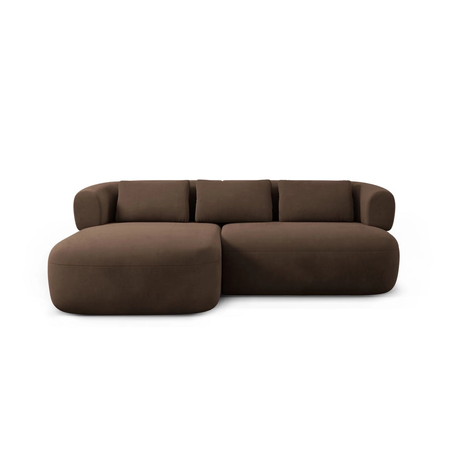 Jenny 5-Sitzer Ecksofa, Linke Seite, aus Samt in Schokolade (Salvador 4), 200x145 cm von Micadoni – Bild 1