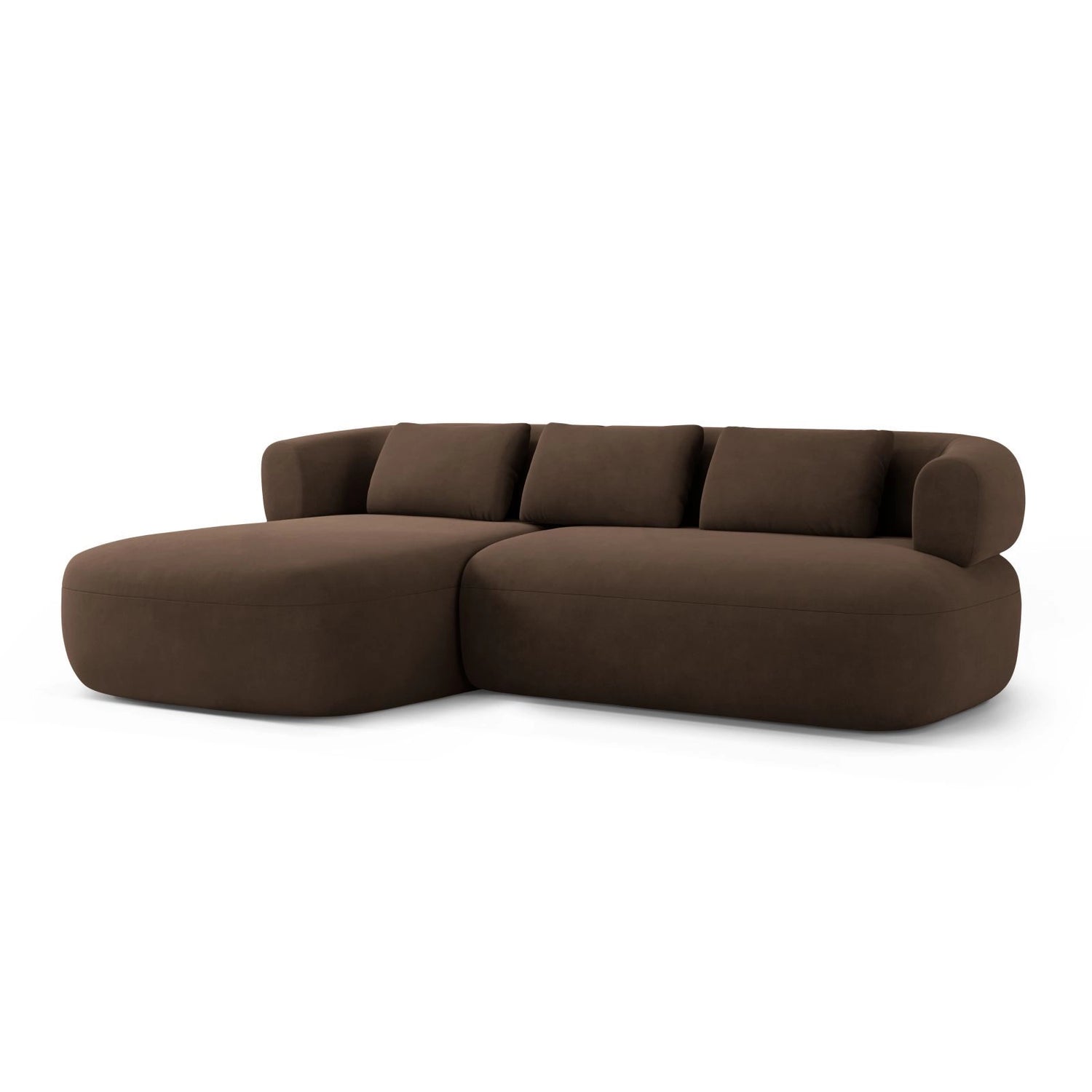 Jenny 5-Sitzer Ecksofa, Linke Seite, aus Samt in Schokolade (Salvador 4), 225x145 cm von Micadoni – Bild 2