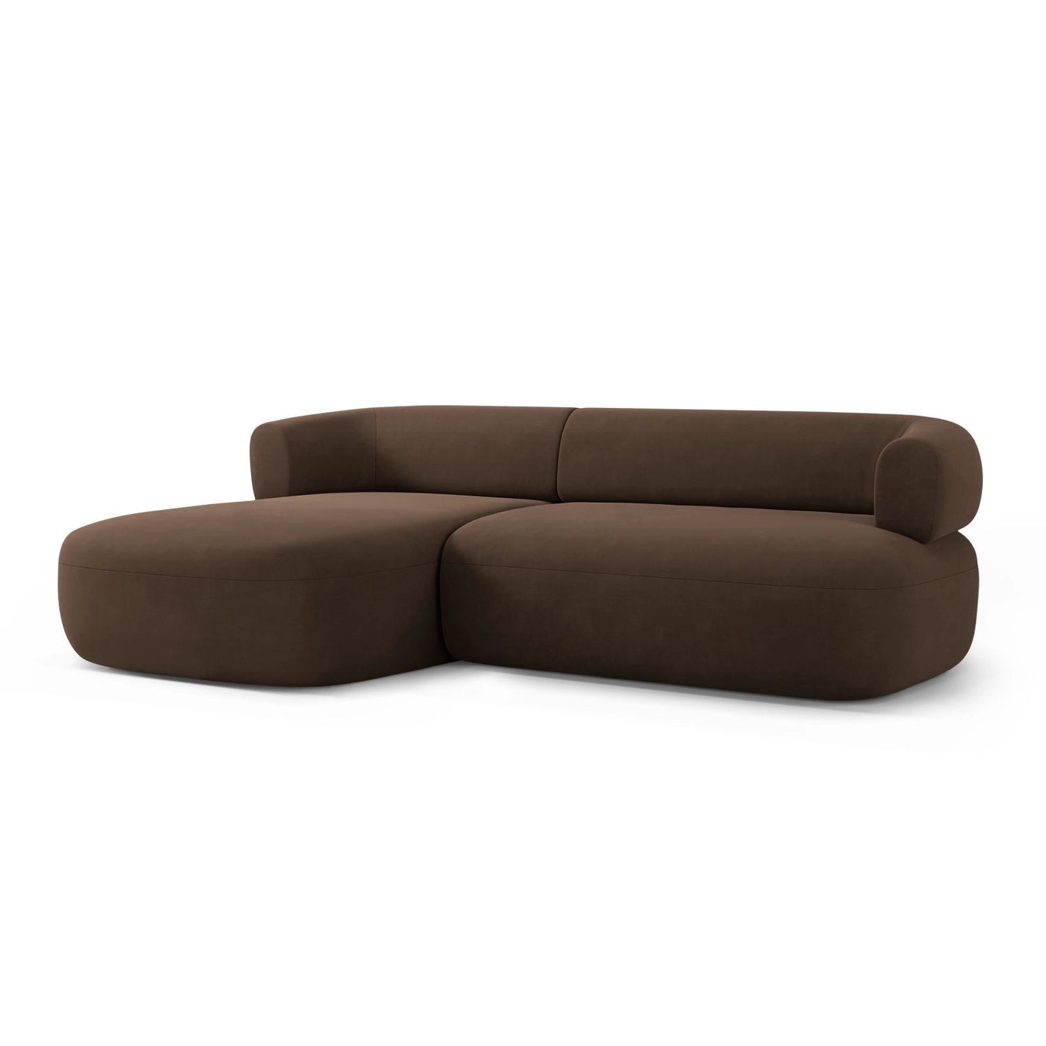 Jenny 5-Sitzer Ecksofa, Linke Seite, aus Samt in Schokolade (Salvador 4), 225x145 cm von Micadoni – Bild 3