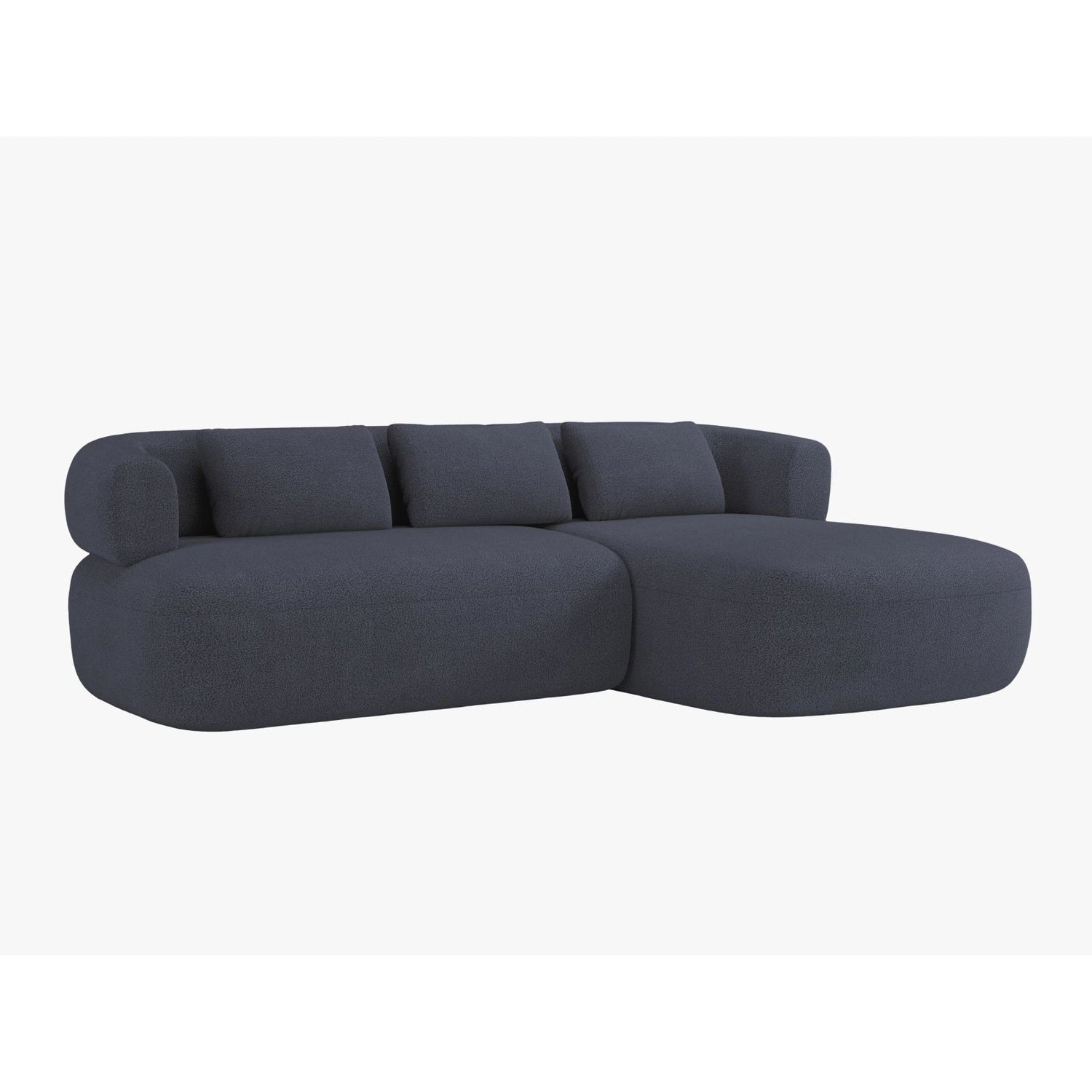 Jenny 5-Sitzer Ecksofa, Rechte Seite, aus Boucle in Dunkelblau (Now or Never 79), 225x145 cm von Micadoni – Bild 2