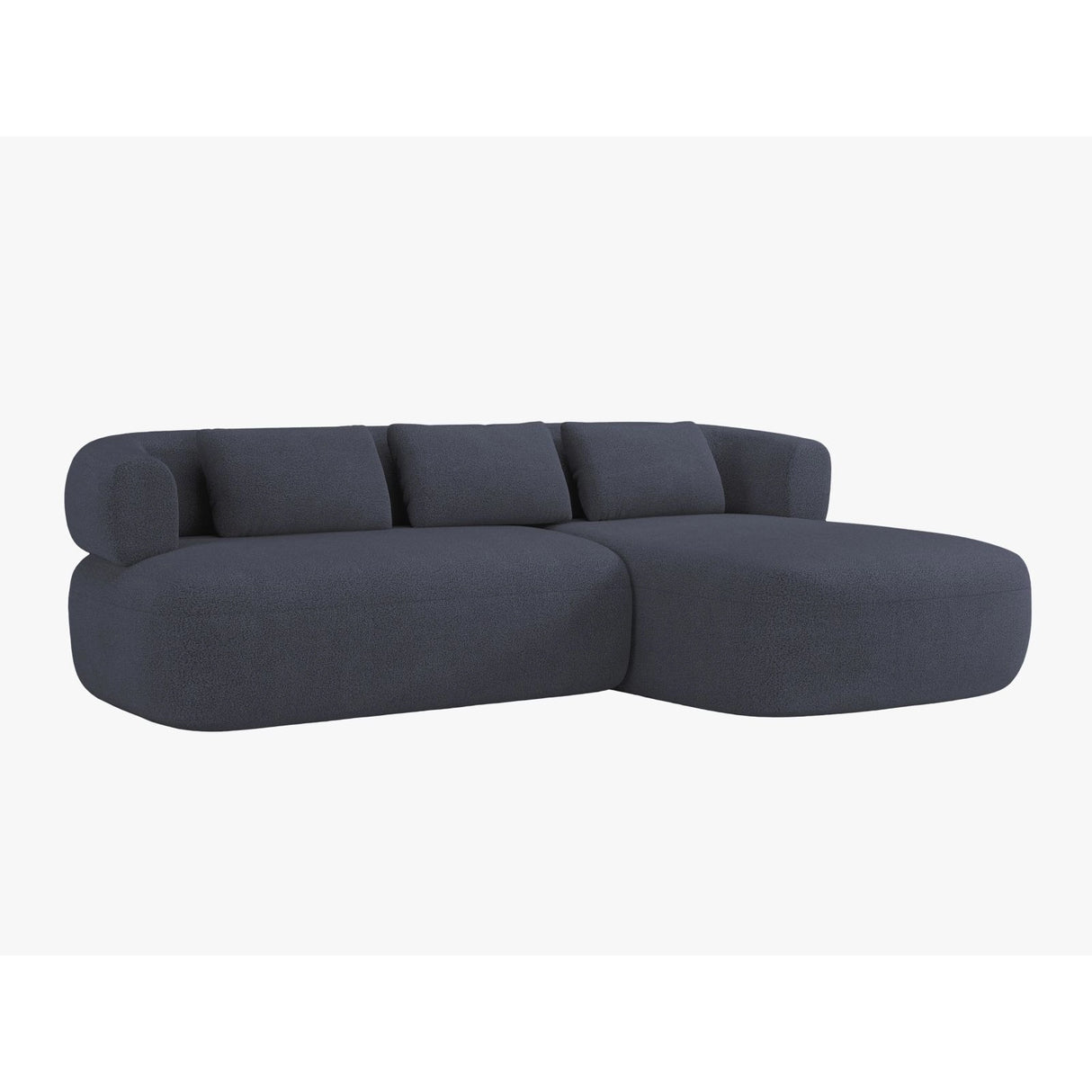Jenny 5-Sitzer Ecksofa, Rechte Seite, aus Boucle in Dunkelblau (Now or Never 79), 225x145 cm von Micadoni – Bild 2