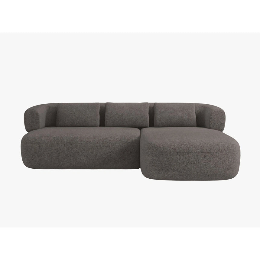 Jenny 5-Sitzer Ecksofa, Rechte Seite, aus Boucle in Grau (Now or Never 92), 225x145 cm von Micadoni – Bild 1