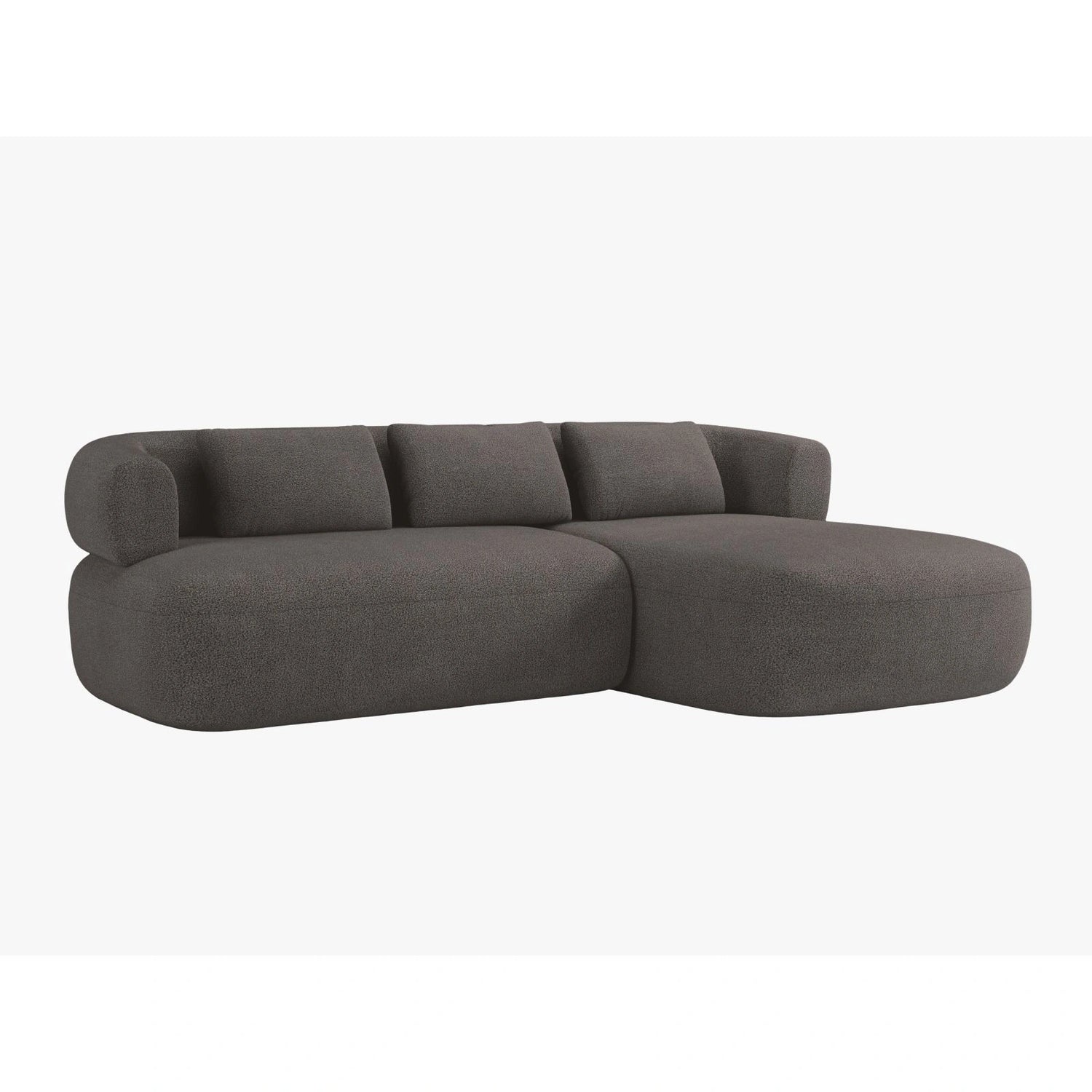 Jenny 5-Sitzer Ecksofa, Rechte Seite, aus Boucle in Grau (Now or Never 92), 225x145 cm von Micadoni – Bild 2