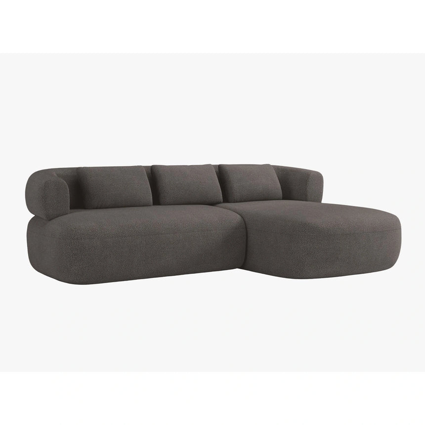 Jenny 5-Sitzer Ecksofa, Rechte Seite, aus Boucle in Grau (Now or Never 92), 225x145 cm von Micadoni – Bild 2