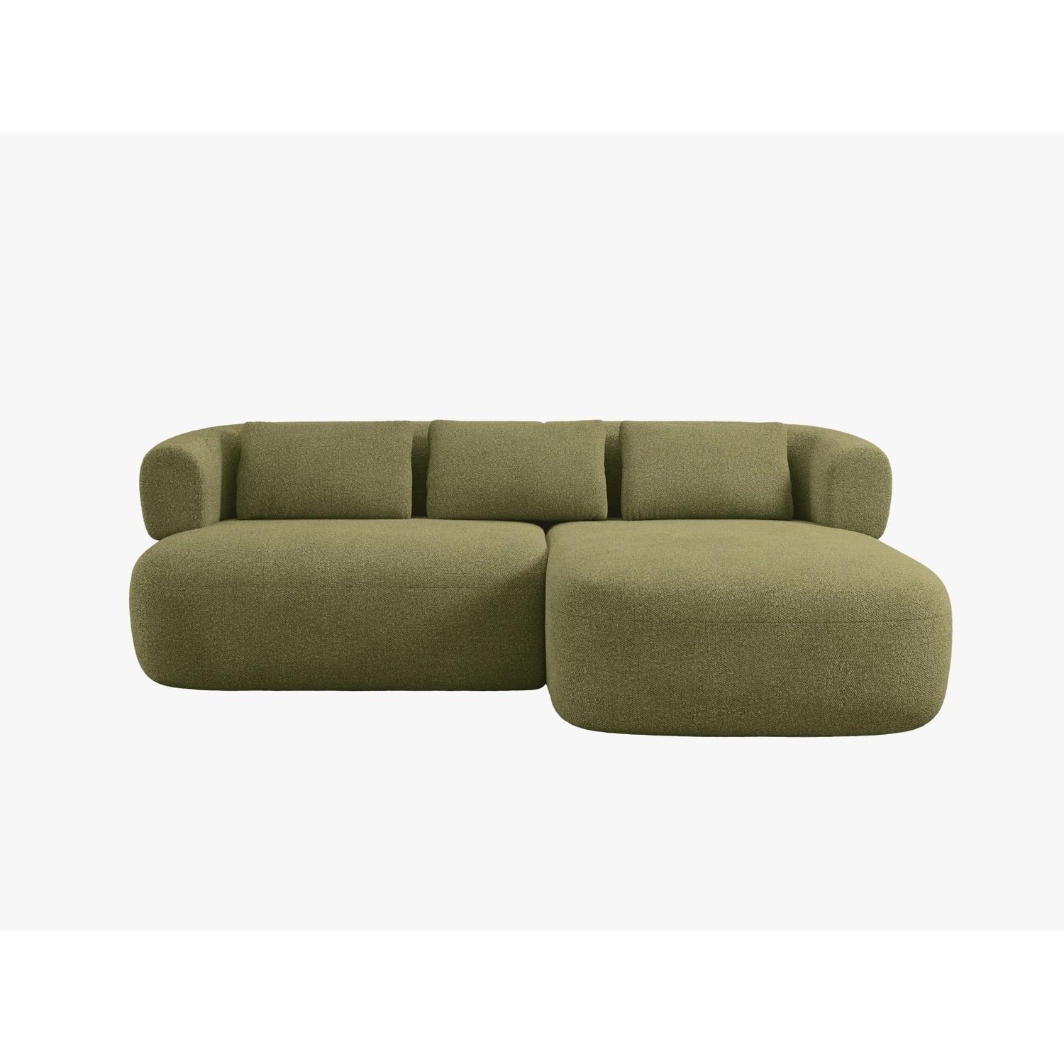 Jenny 5-Sitzer Ecksofa, Rechte Seite, aus Boucle in Grün (Now or Never 38), 200x145 cm von Micadoni – Bild 1