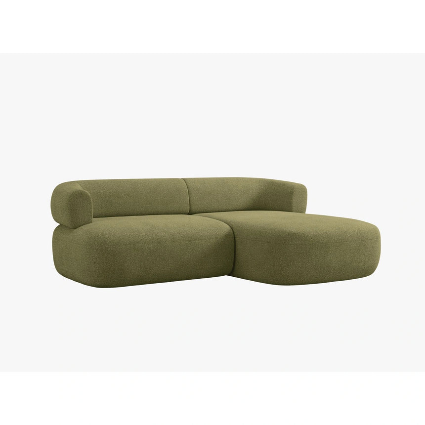 Jenny 5-Sitzer Ecksofa, Rechte Seite, aus Boucle in Grün (Now or Never 38), 200x145 cm von Micadoni – Bild 3